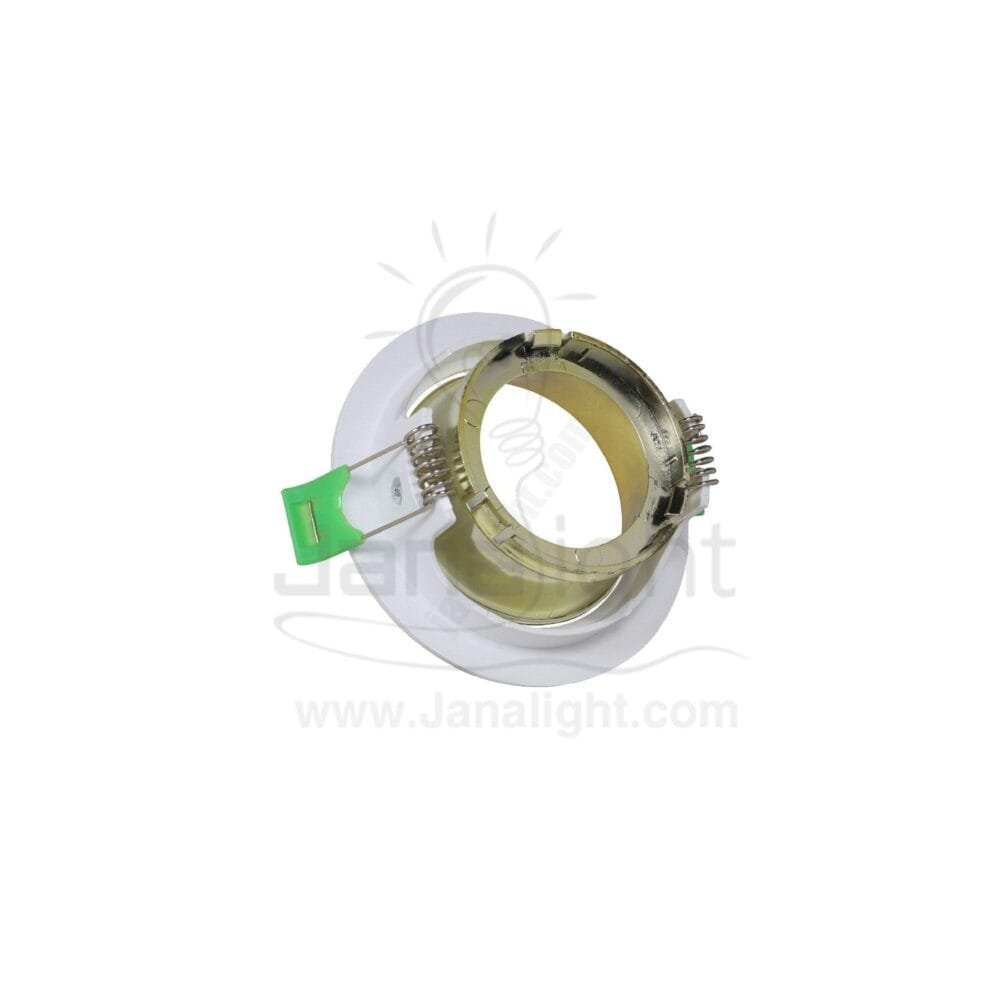 سبوت لايت فارغ متحرك مدور بلاستك ابيض ذهبي لامع جنى لايت JN402 SpotLight Frame golden white round